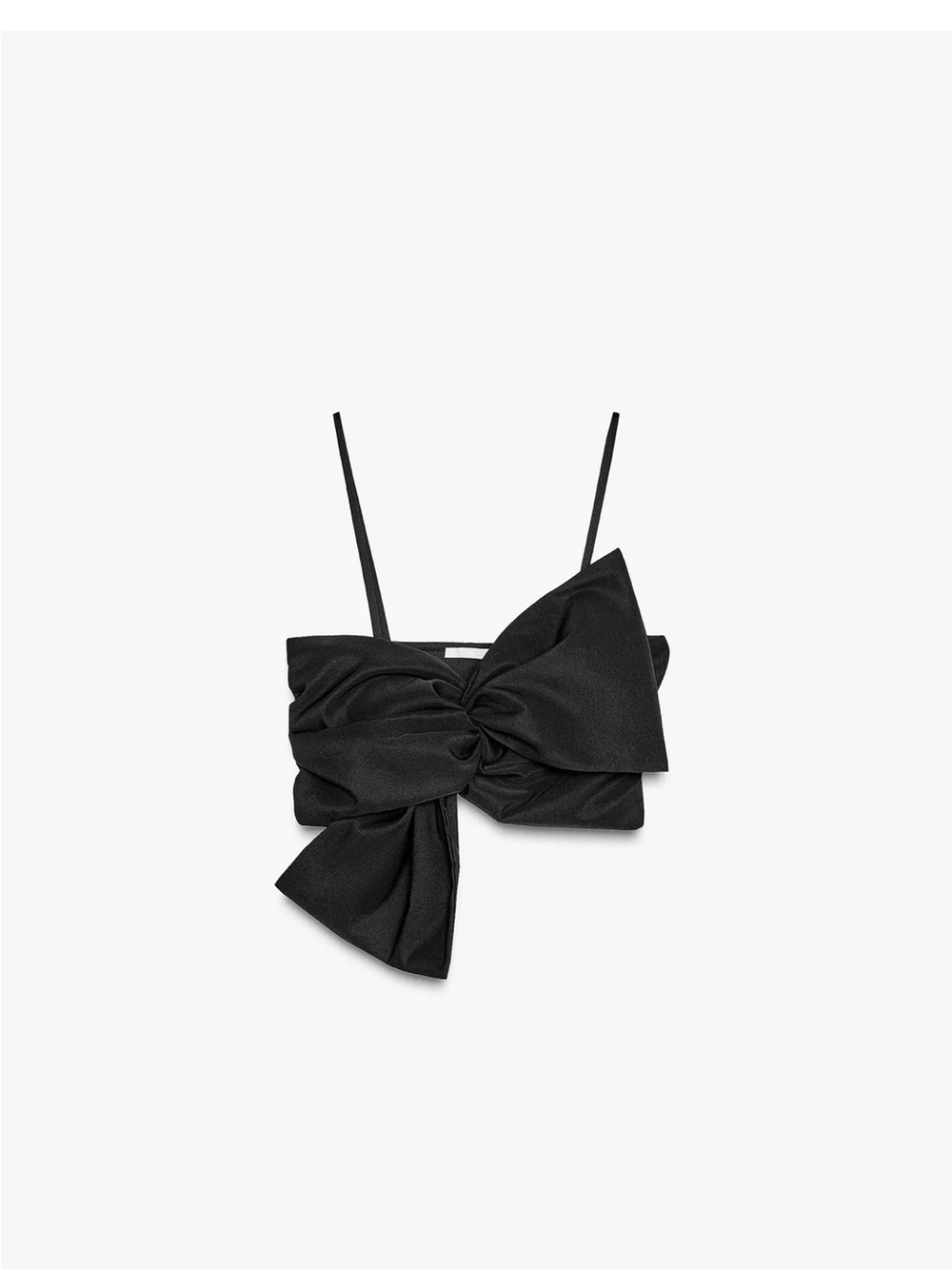 Zara Black Bow-Front Spaghetti Strap Crop Top